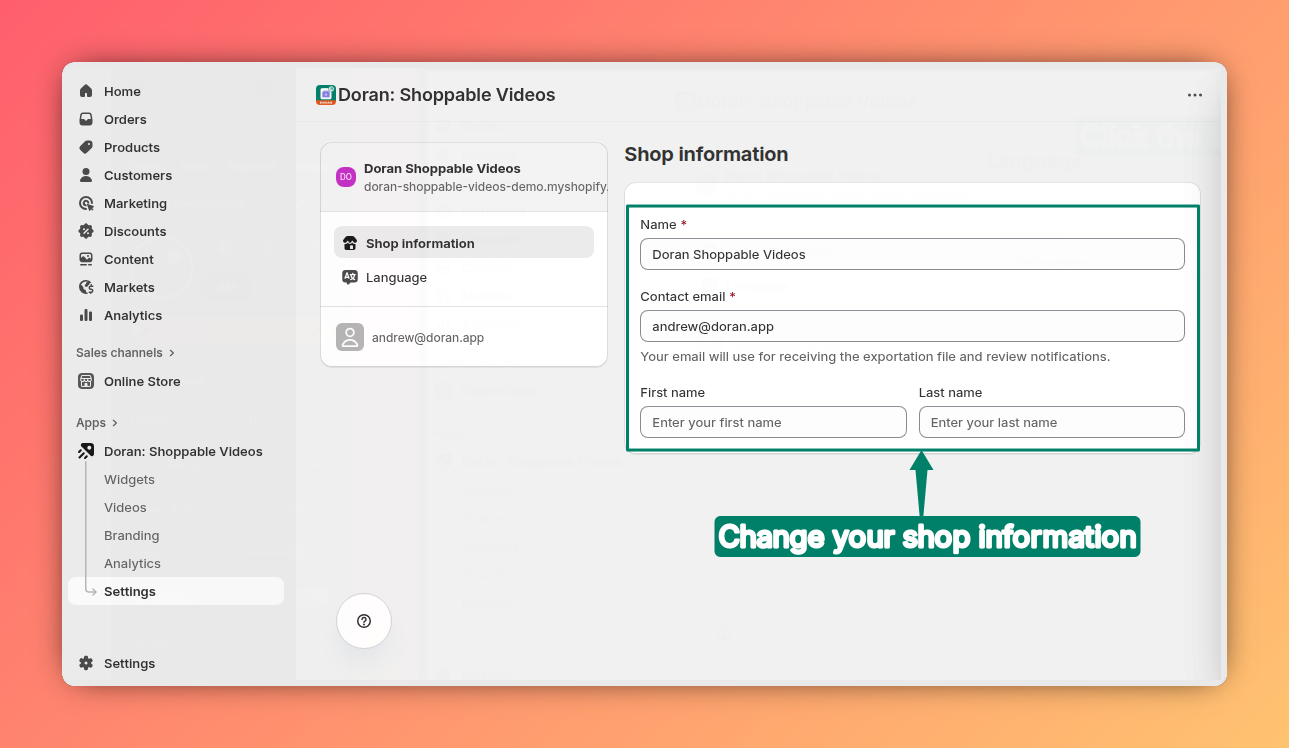 Change your shop information