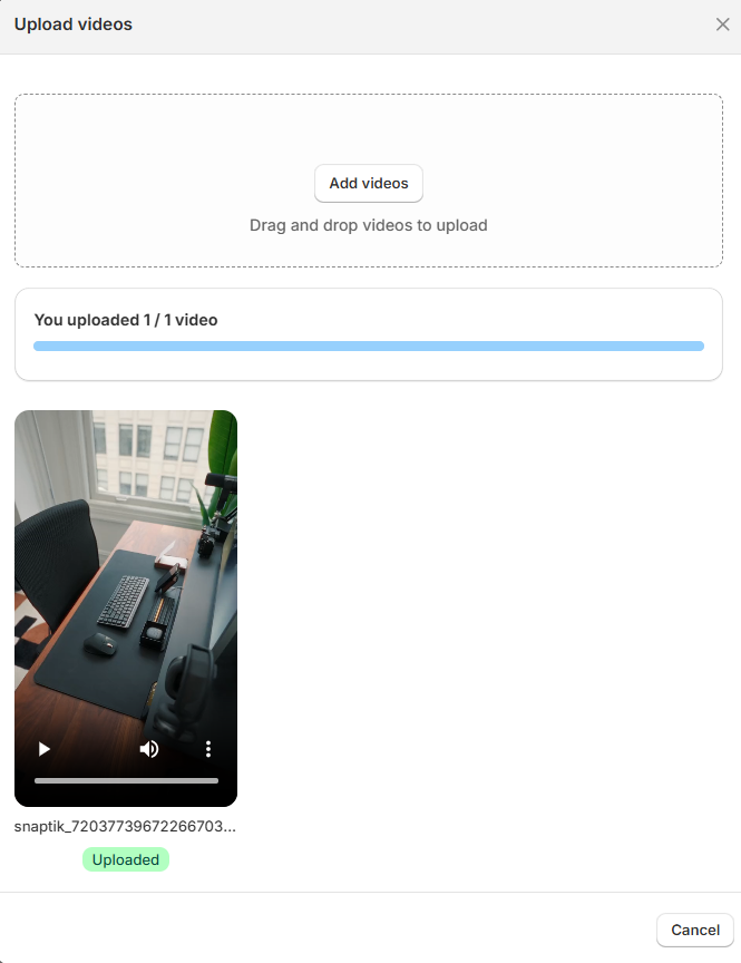 Upload videos