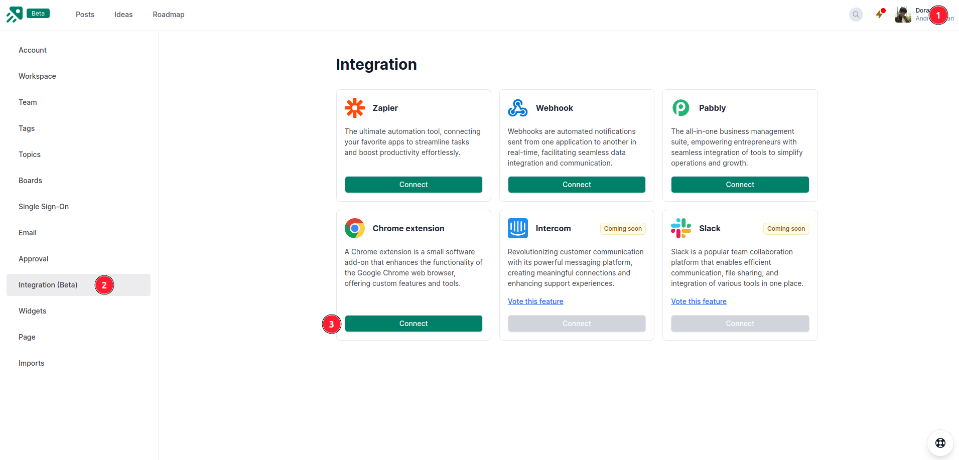 Choose Chrome Extension from Integration