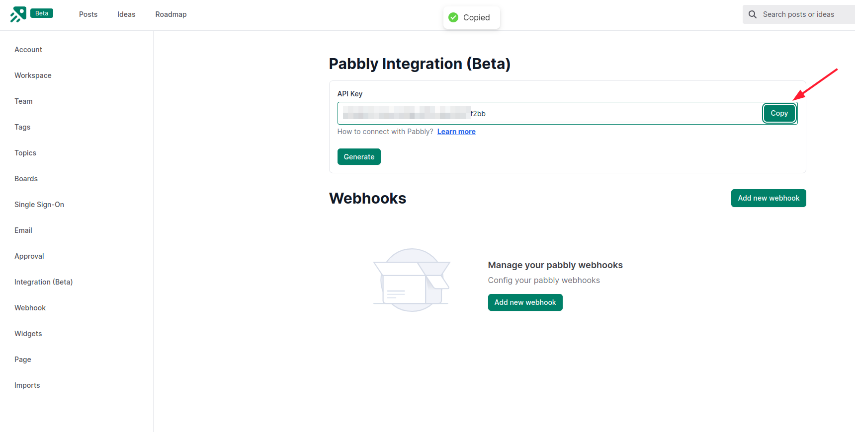 Copy your API Key