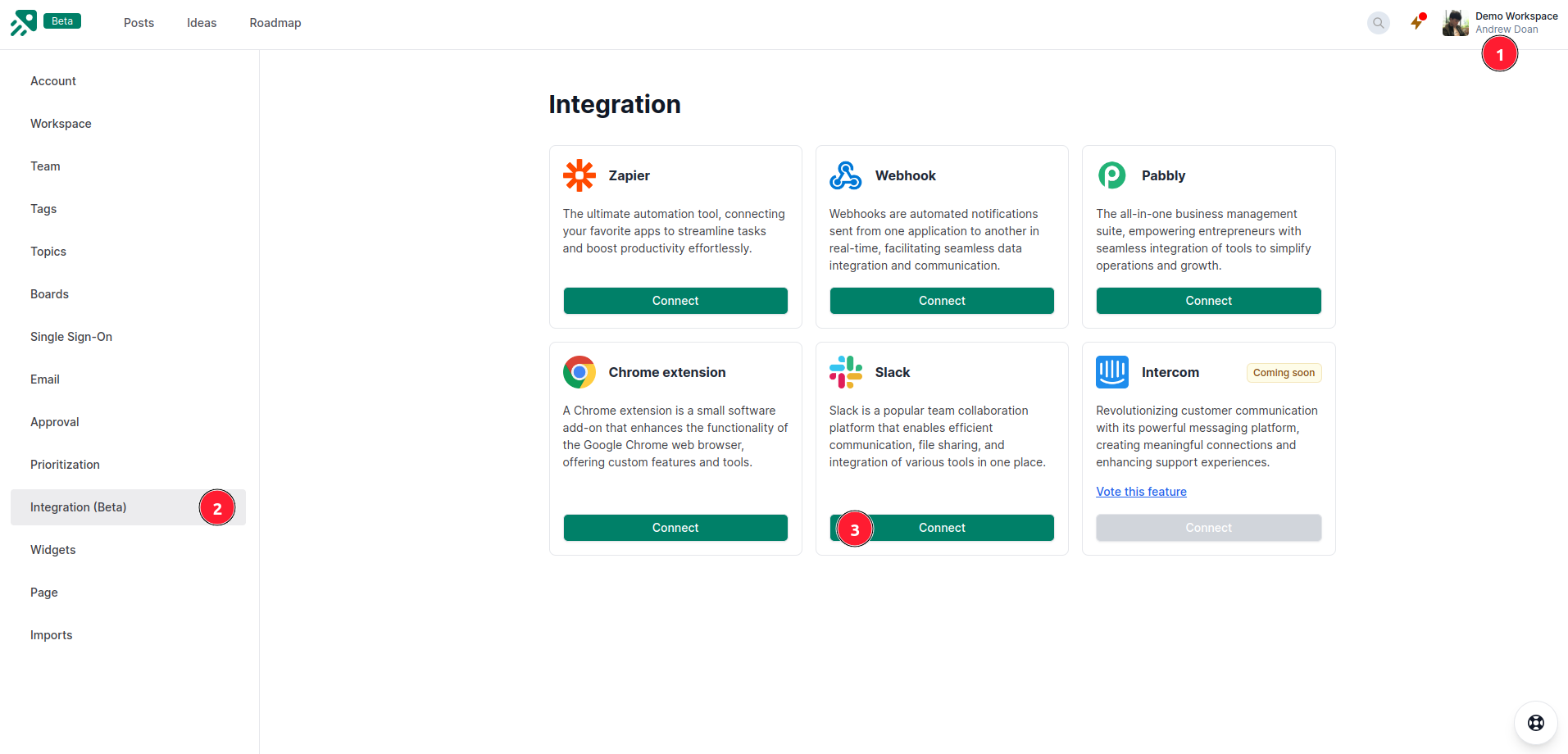 Choose Slack integration