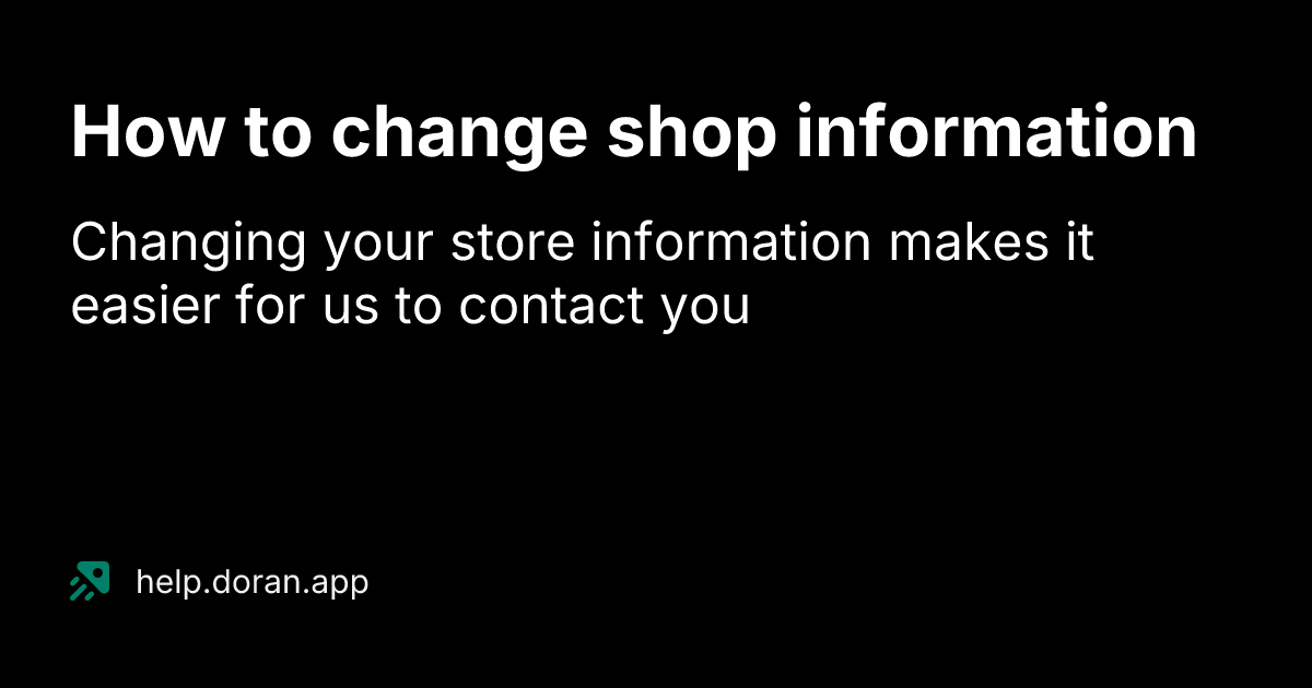 Help Shop How to change shop information | Doran Help Center